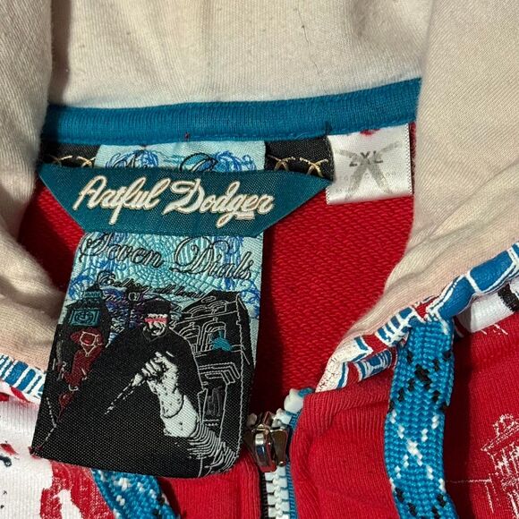 Vintage Artful Dodger Graphic Print Hoodie Red XXLarge - Picture 6 of 8